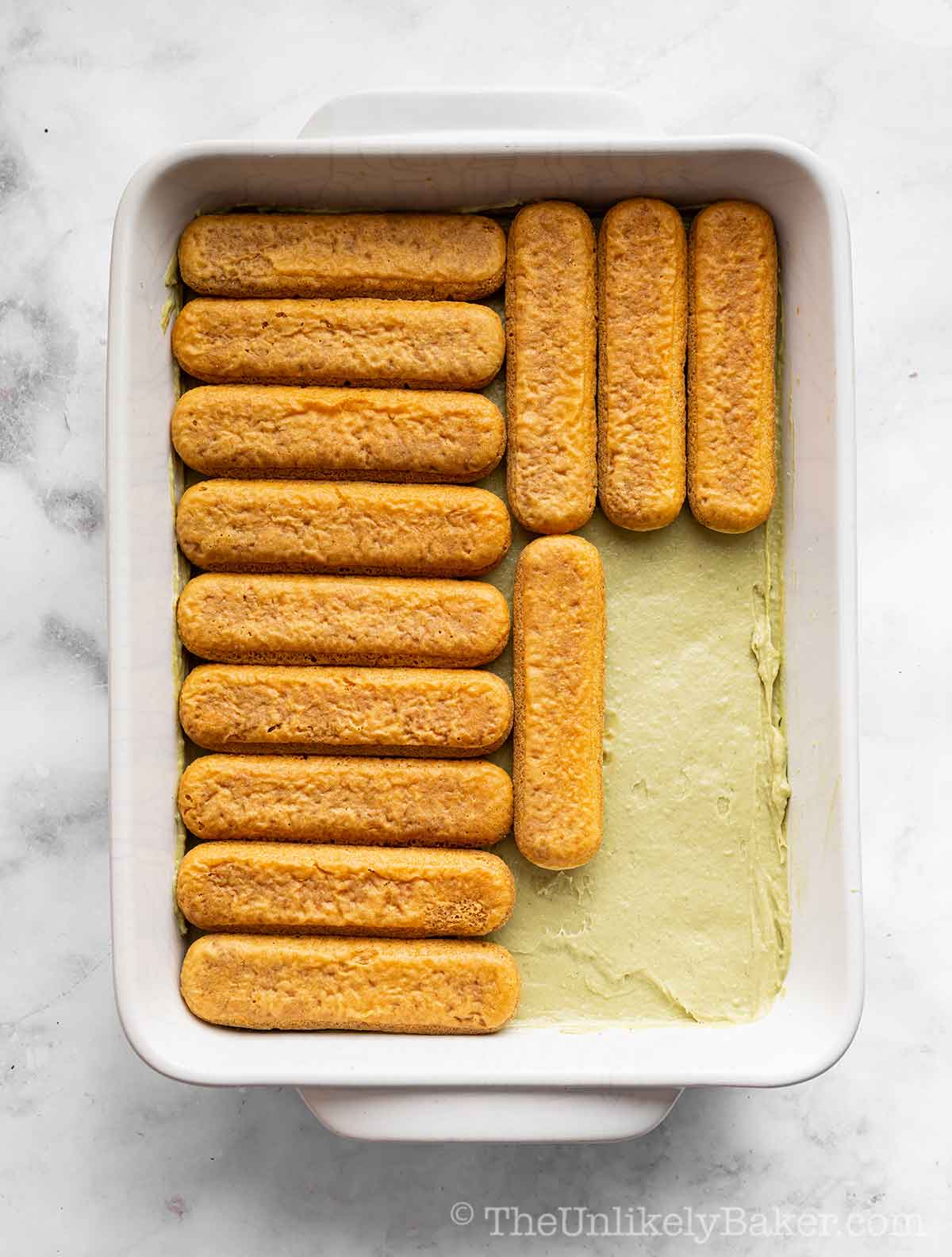 Second layer of ladyfingers.
