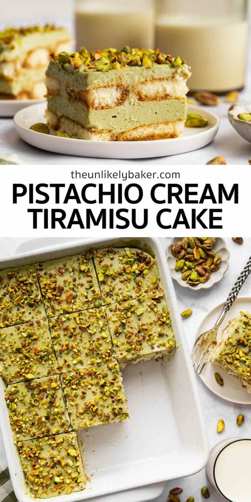 Pin for Pistachio Tiramisu Cake.