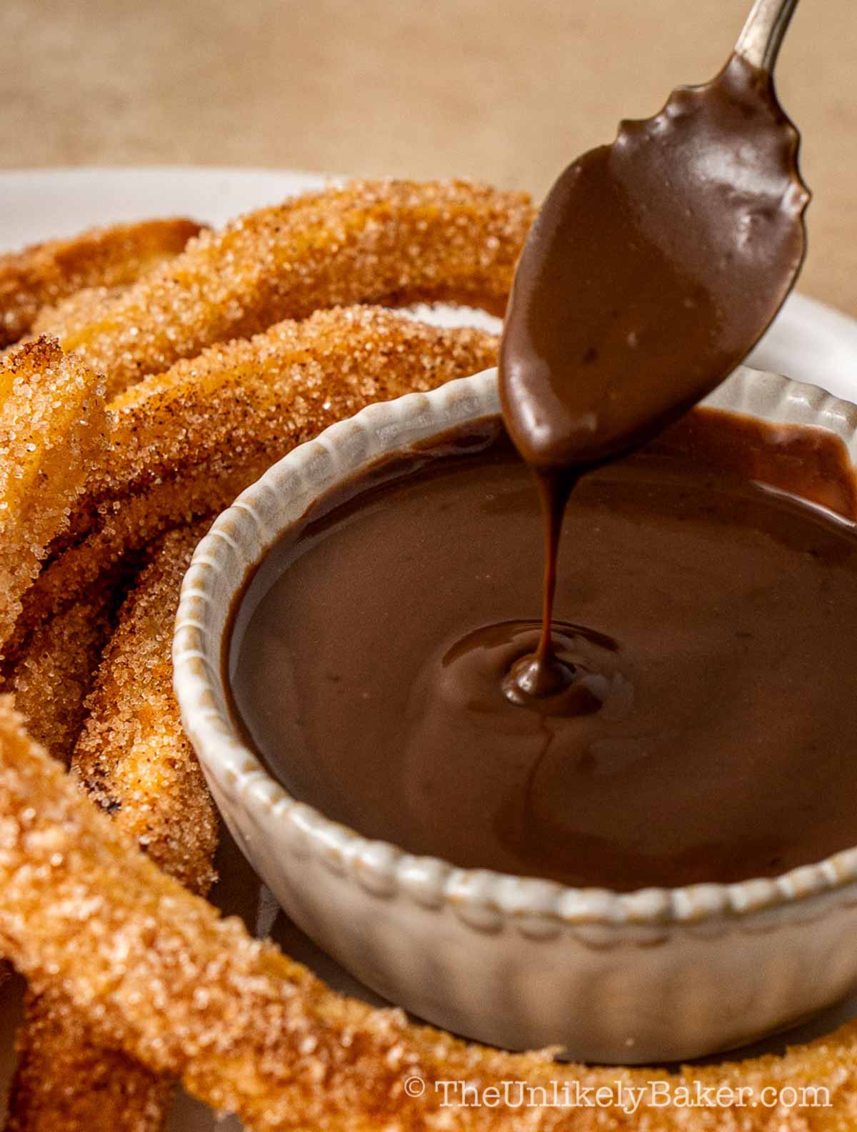 Chocolate dipping sauce for churros.