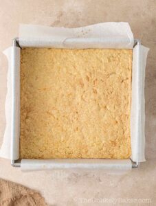 Freshly baked shortbread crust.