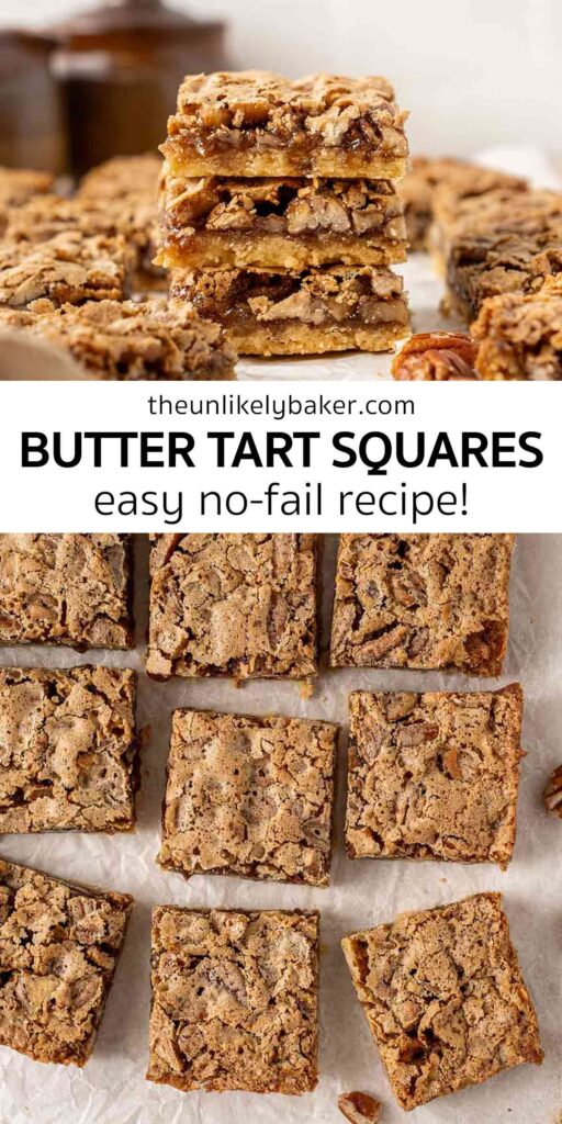 Pin for Butter Tart Squares Recipe.